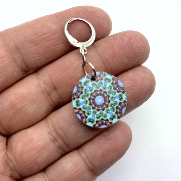 Wooden Mandela Boho Earrings - Picture 4 of 5